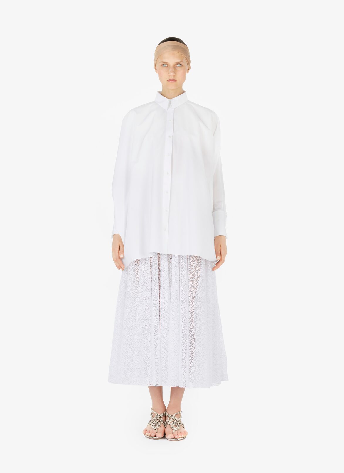 Flowing Macramé Tulle Skirt ALAÏA WHITE FLOWING MACRAMÉ TULLE SKIRT